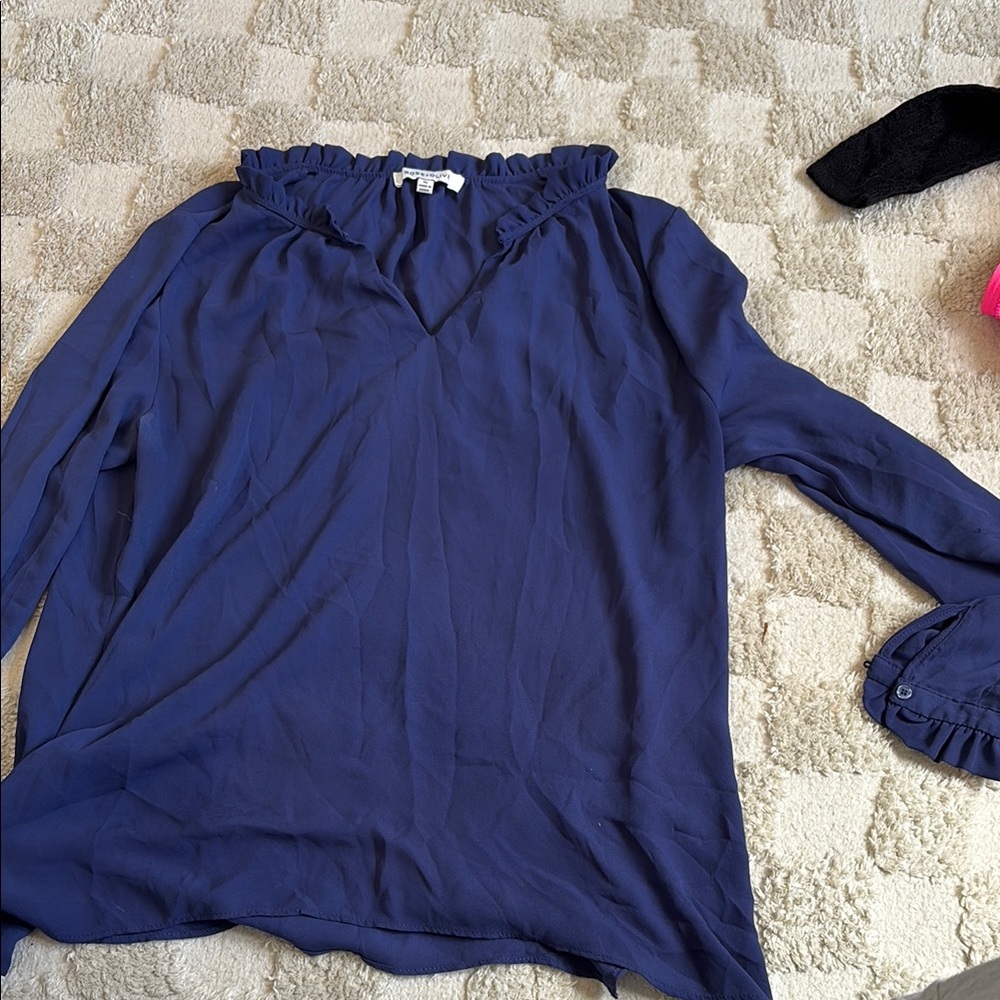 Women's Blue Ruffled Top